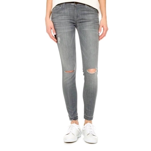 Current/Elliot The Stiletto Gray Distressed Raw Hem Skinny Jeans - Picture 2 of 11